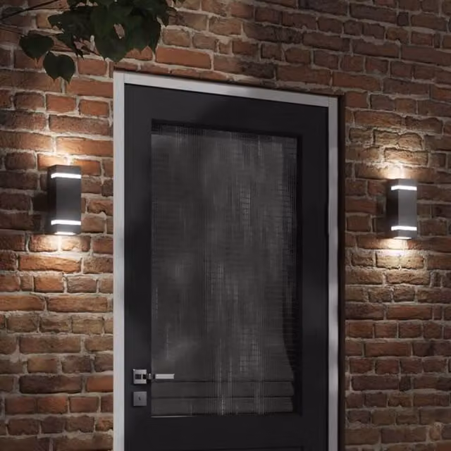 Berkfield Home Set of 2 Black Stainless Steel Modern Outdoor Wall Lights for Garden and Up/Down Lighting – 1