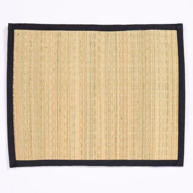 Esselle Spey Dry Grass Placemats, 2 Pack, Black Cotton Striped Rustic Design