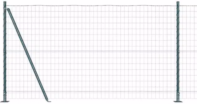Berkfield Home Euro Fence with 7 Flanged Posts, Green Galvanised Steel, W: 10 m, H: 1.2 m