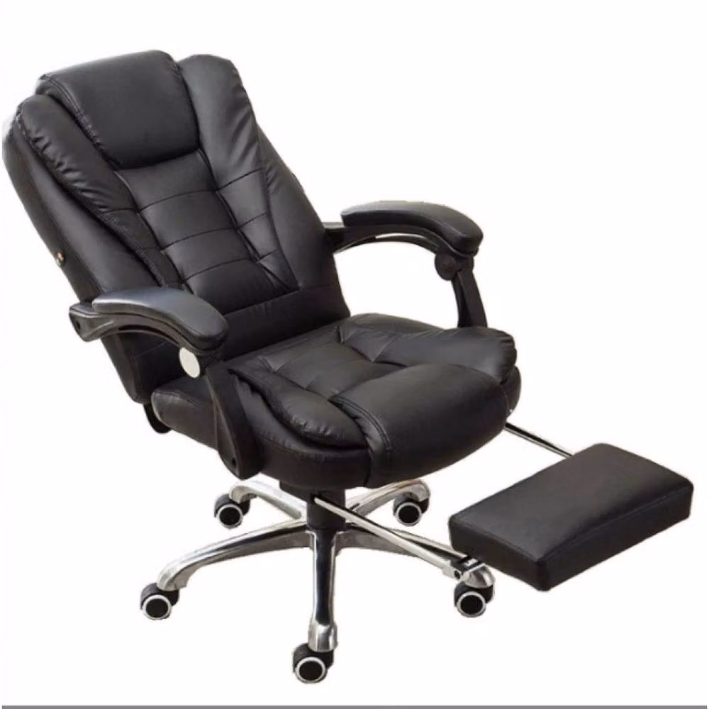 FORGEVIO 6 Point Massage Office Task Chair in Black Synthetic Leather with Armrests and Foot Ring – 2