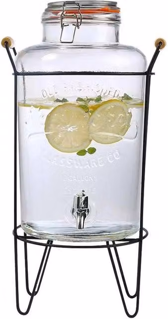 FORGEVIO 8L Black Glass Vintage Beverage Drinks Dispenser