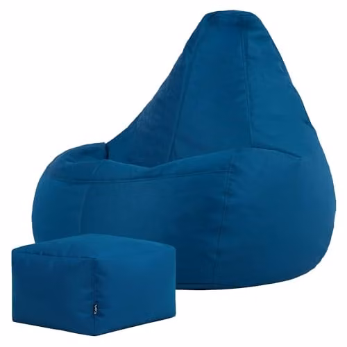 Bean Bag Bazaar icon Gaming Recliner Indoor and Outdoor Bean Bag with Footstool in Petrol Blue