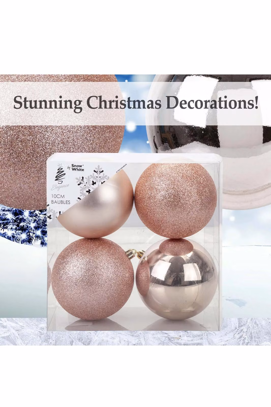 VFM e-Store Gold Round Christmas Baubles, 4 Pack – 2