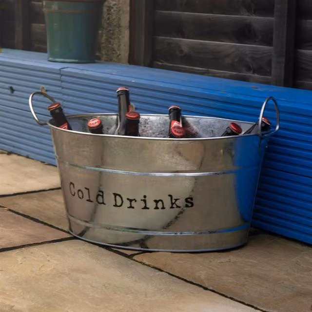 Harbour Housewares Vintage Metal Large Drinks Bucket in Silver