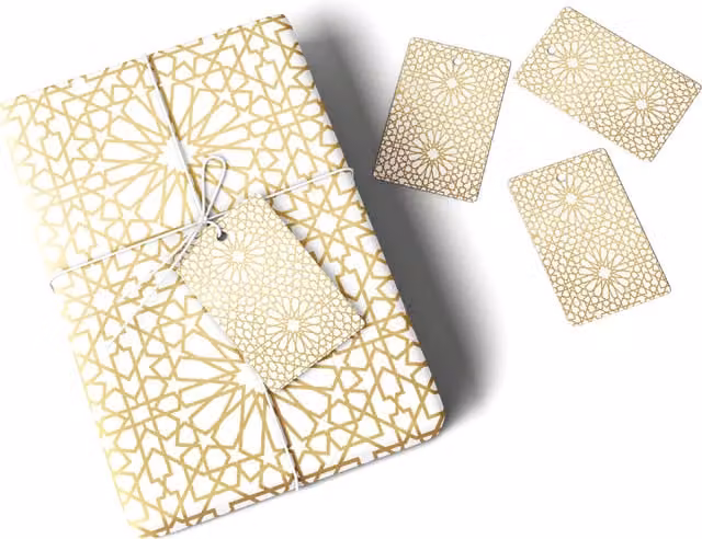 Peacock Supplies Geo G Gold Gift Wrap and Tag Set