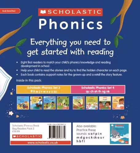 Scholastic Phonics Starter Pack 2 Multicolour Decodable Phonic Books for Ages 4-6 – 2