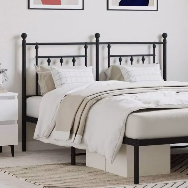 Berkfield Home Classic Metal Headboard in Black, 140 cm