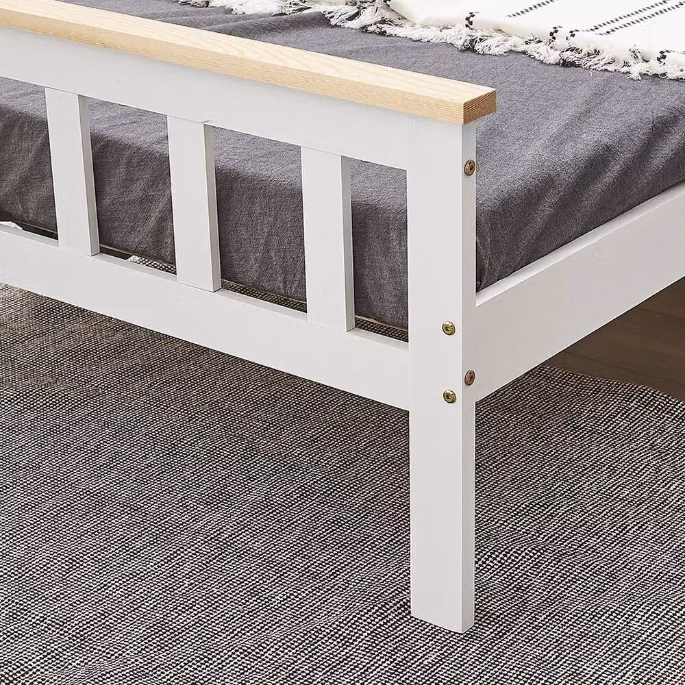 Kelvenix Single Modern Solid Pine Wooden Bed Frame in White, W/D/H: 90 x 190 x 73 cm – 3