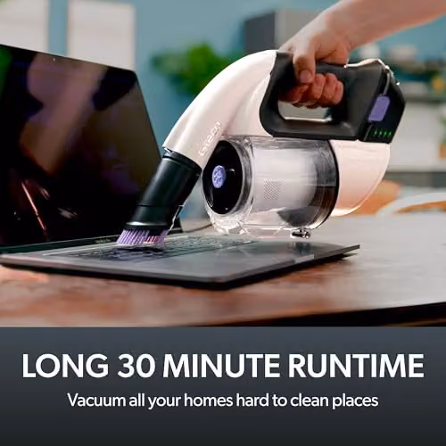 Gtech Multi Platinum Cordless Lightweight Handheld Vacuum Cleaner in White and Purple with Rechargeable Battery and LED Headlight – 2