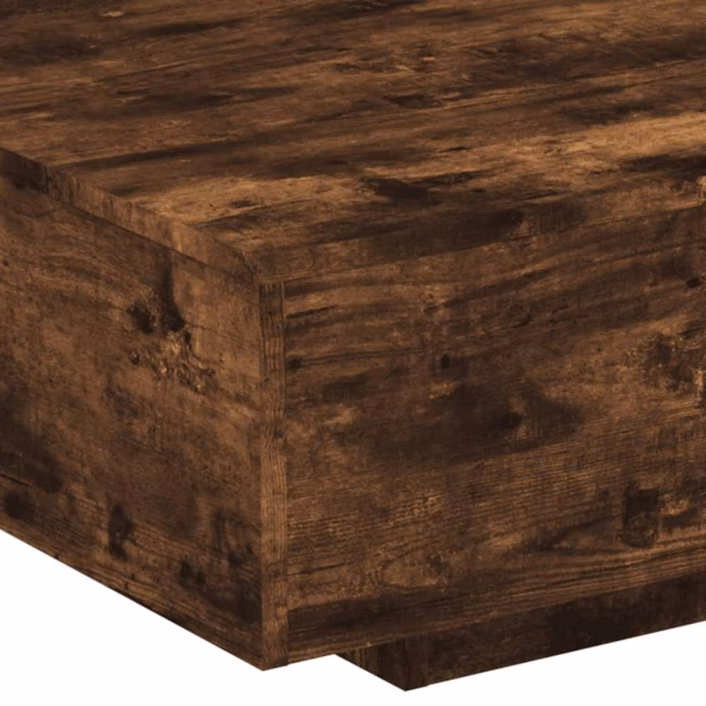 Berkfield Home Modern Rectangular Coffee Table with LED Lights in Smoked Oak Brown, W: 85 cm, D: 55 cm, H: 31 cm – 4