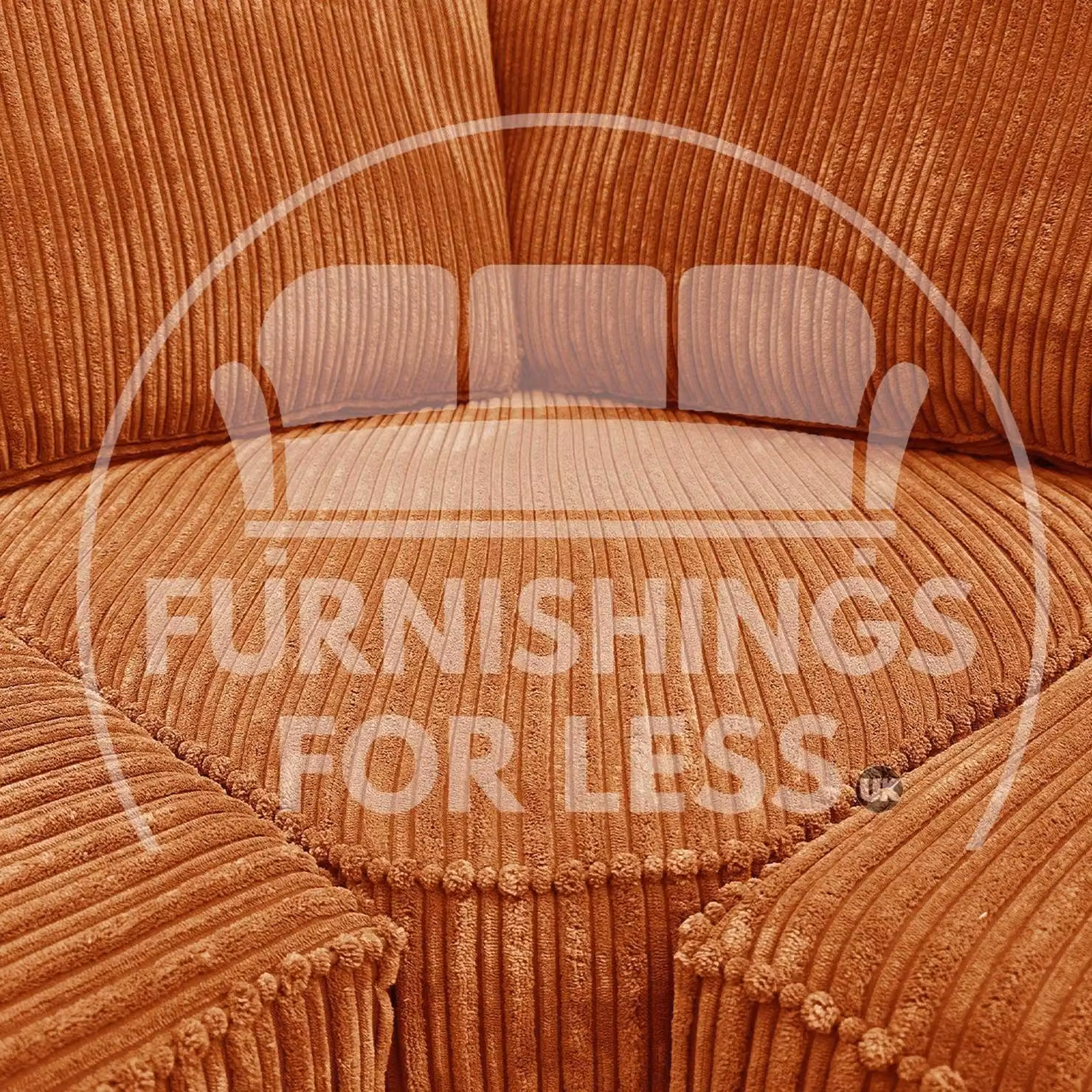 Furnishings For Less UK Bishop U-Shaped 5 Seater Large Sofa in Orange, Jumbo Cord Fabric with Matching Ottoman and Scatter Cushions – 2