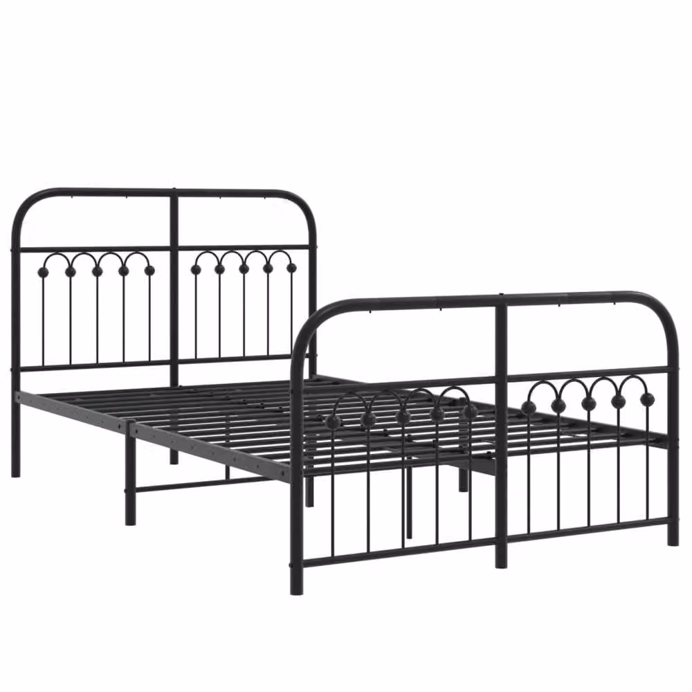 Berkfield Home Vintage Metal Bed Frame with Footboard, Black, W/D/H: 120 x 190 cm – 3