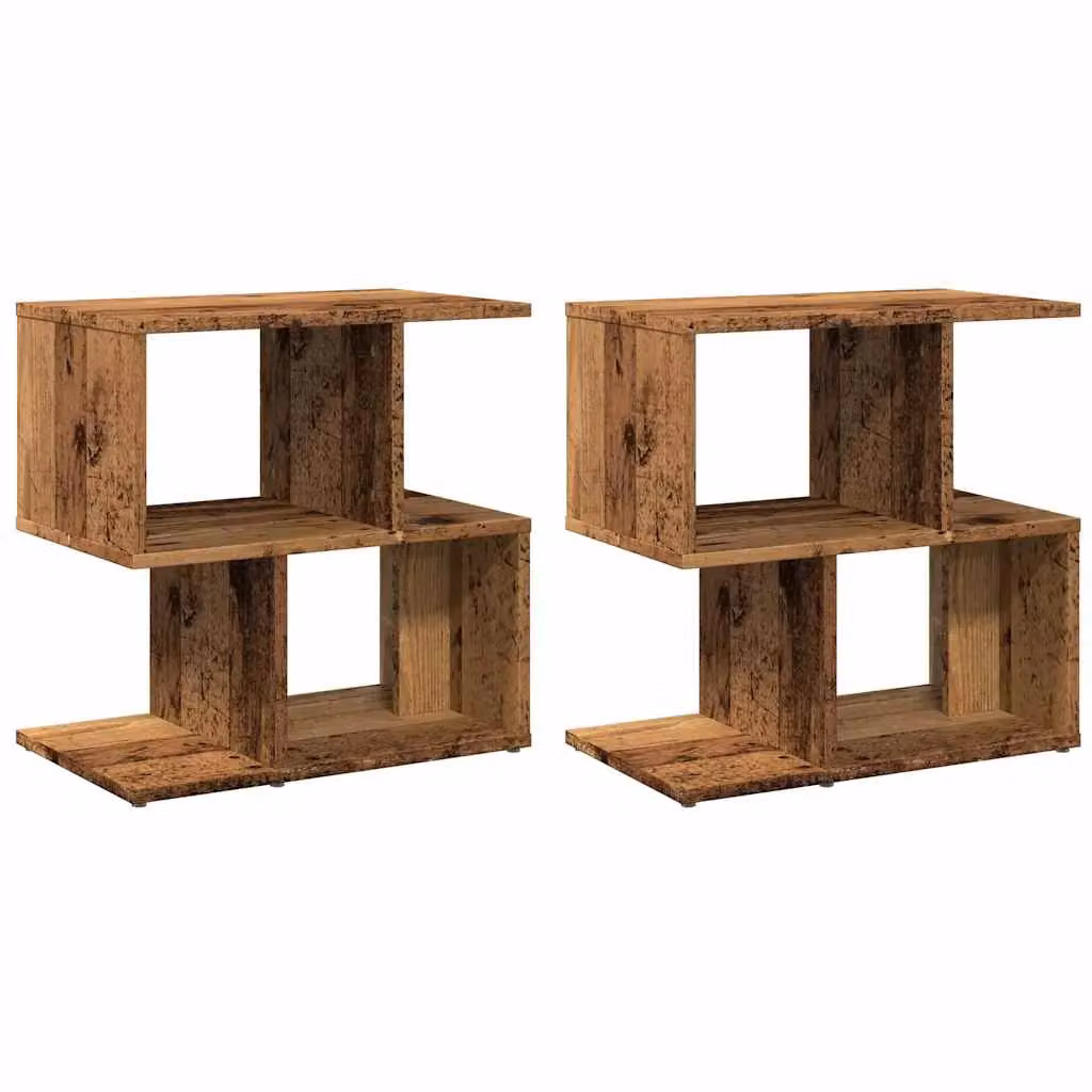 Berkfield Home Set of 2 Bedside Cabinets in Brown Old Wood, W/D/H: 50 x 30 x 51.5 cm – 2