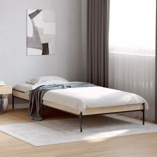 Berkfield Home Sonoma Oak Bed Frame in Brown, W/D/H: 100 x 200 cm – 1