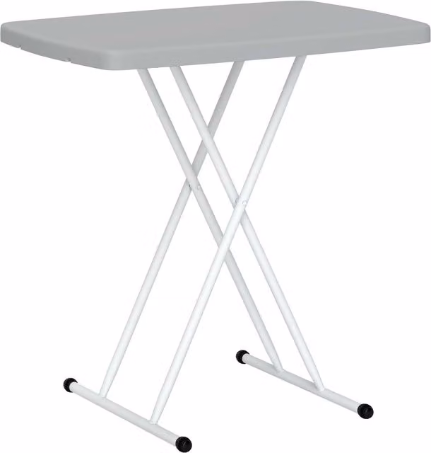 Outsunny Height Adjustable Folding Coffee Table with Rectangular HDPE Top in Charcoal Grey