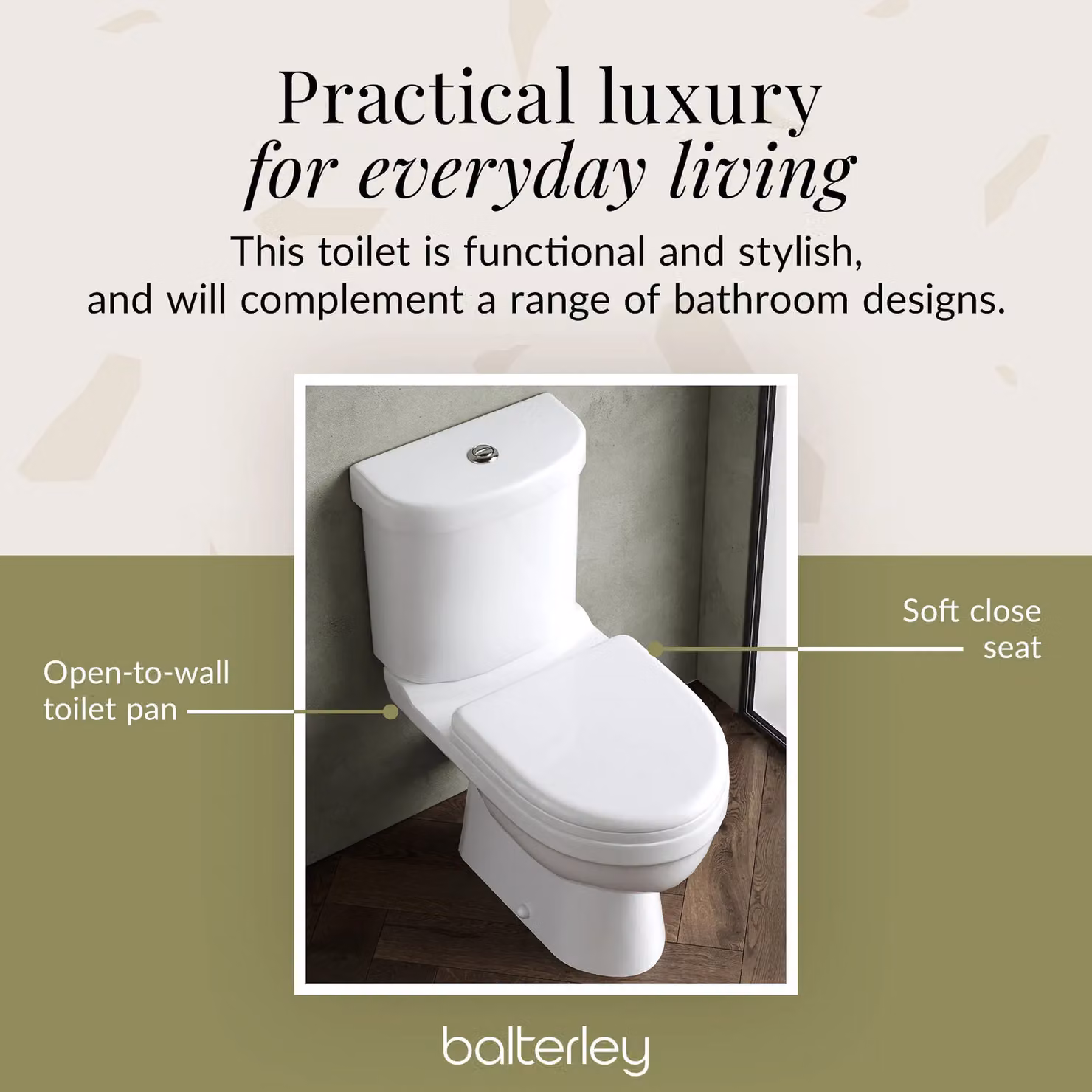 Balterley Vito Ceramic Pan, Cistern and Soft Close Seat, White, W: 78.0 cm, D: 37.5 cm, H: 64.0 cm – 4