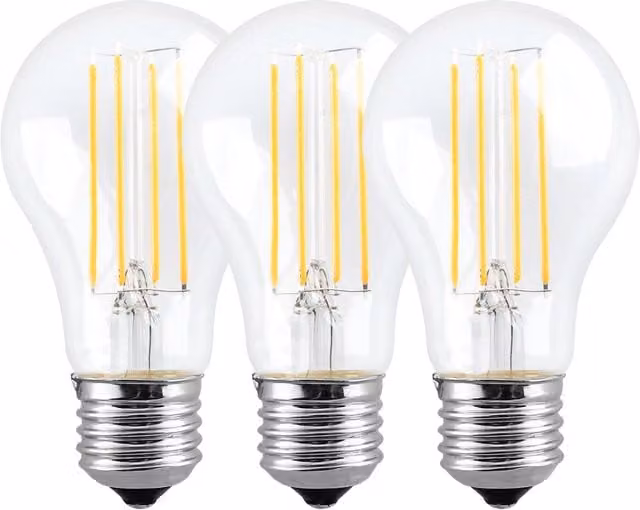 Harper Living 8W A60 E27 LED Bulb, Pack of 3, Transparent, Cool White, Dimmable
