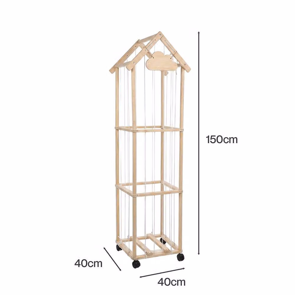 Levede Natural Pine Plush Toy Storage Holder with Lockable Wheels, W/D/H: 150 x 40 x 40 cm – 2