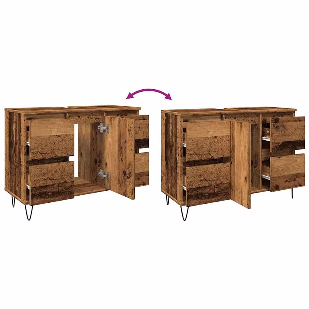 Berkfield Home Bathroom Cabinet in Old Wood Brown, W/D/H: 80 x 33 x 60 cm – 6