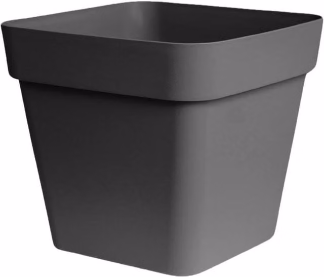 Ivyline Cleo Square Planter Anthracite with Black Wheels, Diameter: 40 cm