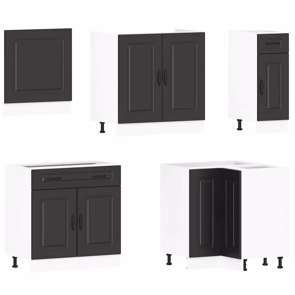 Berkfield Home Kalmar 11 Piece Modern Black Kitchen Cabinet Set in Engineered Wood – 3
