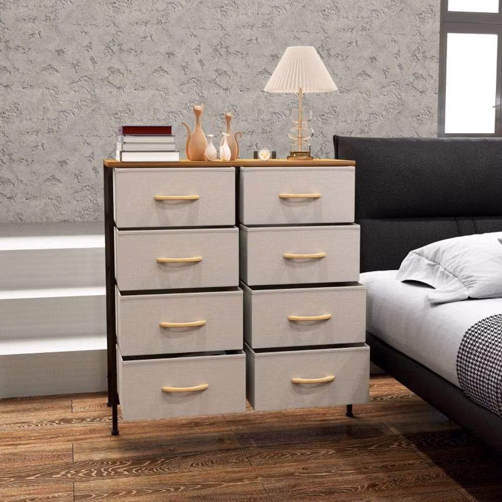 STILVORA Modern 8-Drawer Chest of Drawers with Metal Frame in Beige – 2