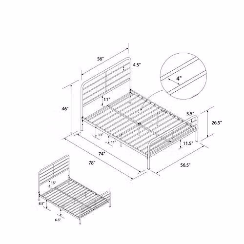 DHP Millie Metal Double Bed in White – 2