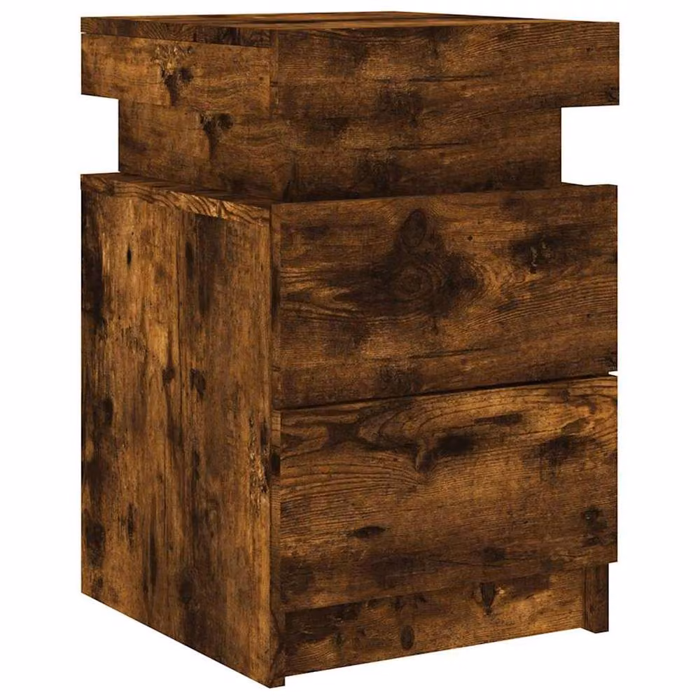 Berkfield Home Beautiful Bedside Cabinets with Integrated LED Lights, Set of 2, Smoked Oak, Brown, W/D/H: 88.9 x 99.1 x 55 cm – 6