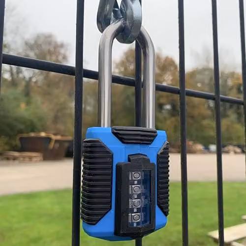 Squire CP50 Heavy Duty 4 Wheel Combination Padlock with All Terrain Marine Long Steel Shackle in Blue – 3