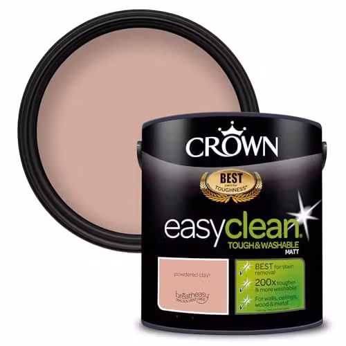 Crown EASYCLEAN Matt Emulsion Wall Paint, Pink, 2.5L – 1