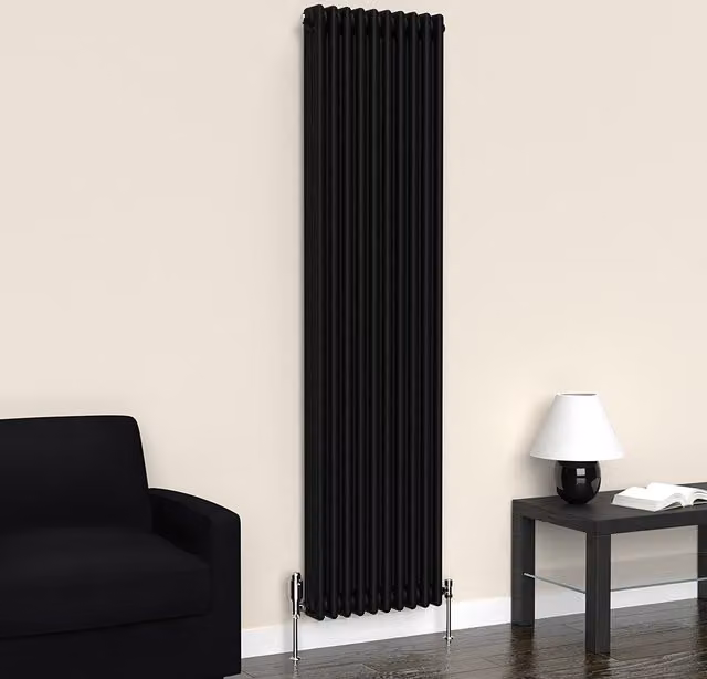 Lux Heat Vertical Coloured Column Radiator in Space Black, H 180 cm x W 47 cm