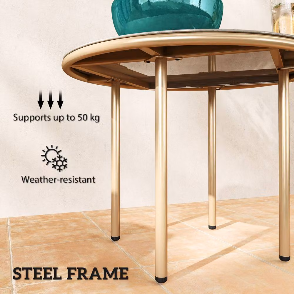 STILVORA Modern Coffee Table with Tempered Glass Top and Metal Base in Beige, W/D/H: 60 x 60 x 60 cm – 3
