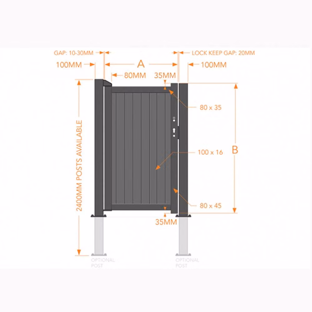 Ready Made Aluminium Pedestrian Swing Gate in Black, W/H: 90 x 180 cm – 2