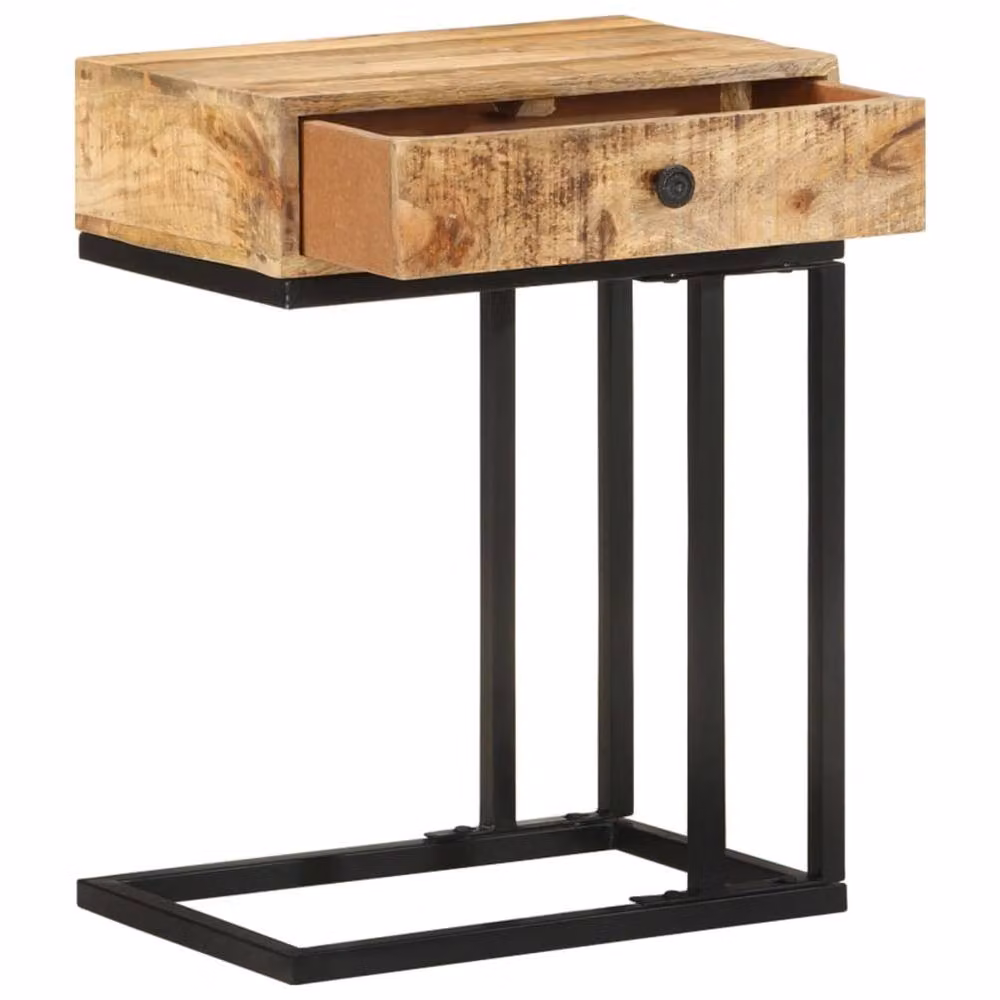 Berkfield Home U-Shaped Side Table in Brown Solid Mango Wood, W/D/H: 45 x 30 x 61 cm – 2