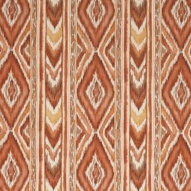 Prestigious Textiles Sekani Graphic Boho Fabric in Cinnabar Red and Orange