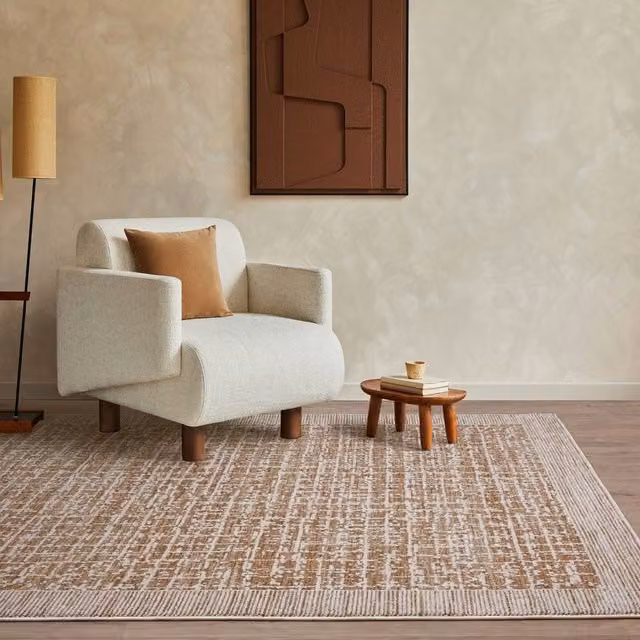 The Rug Shop UK Natural Abstract Modern Machine Woven Area Rug in Beige, W: 240 cm, D: 320 cm