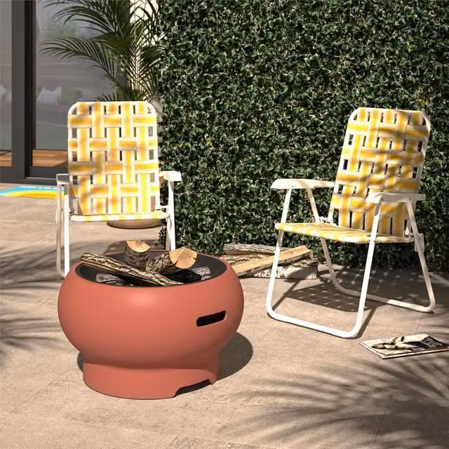 Novogratz NG Asher 22 inch Fire Pit Bowl in Red Persimmon