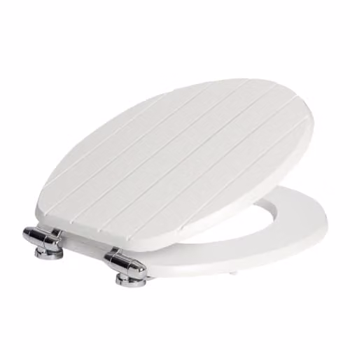 Harbour Housewares Soft Close Oval MDF Wooden Toilet Seat in White – 1