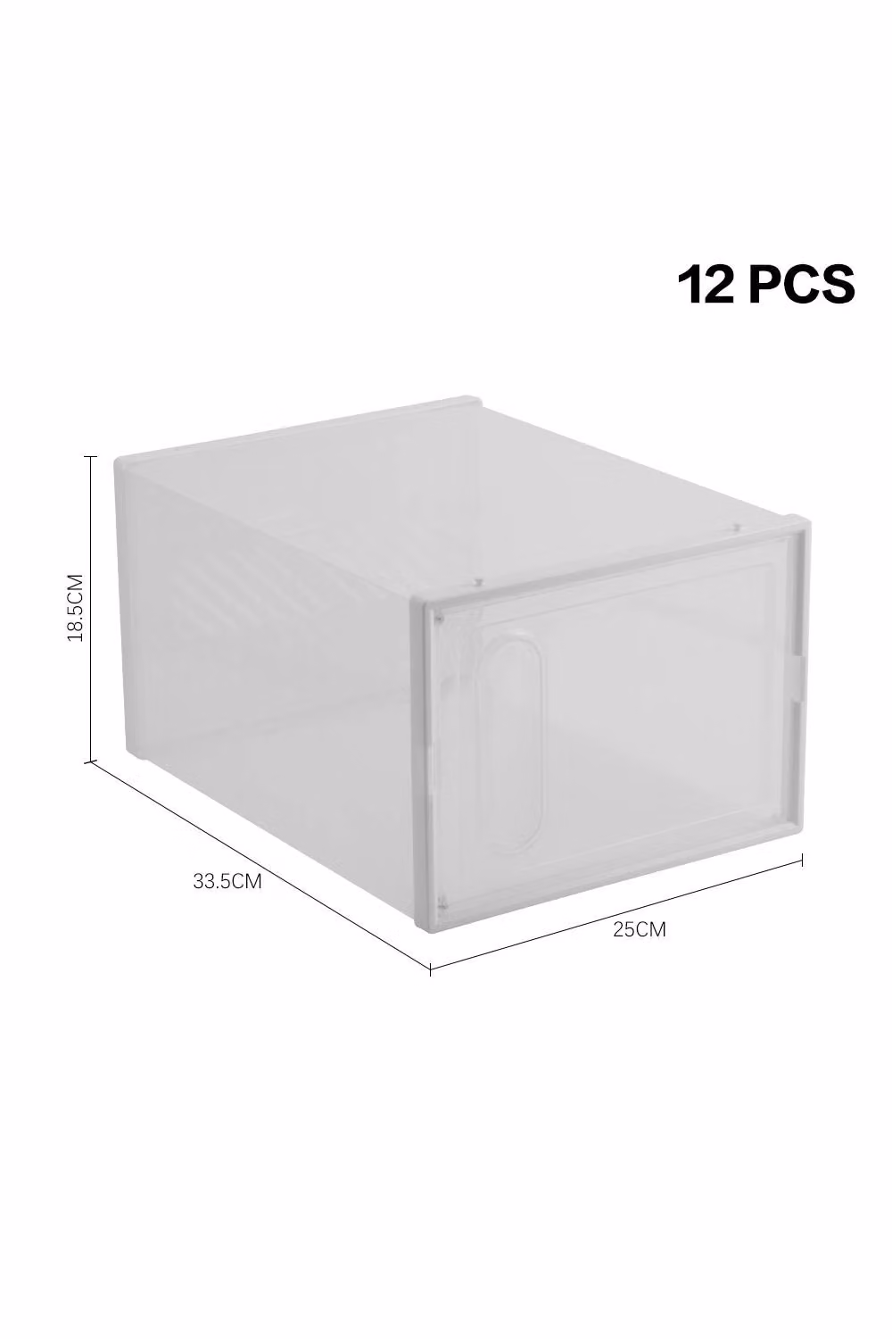 Living and Home 12 Pack Stackable Shoe Storage Boxes in White and Transparent Plastic – 3