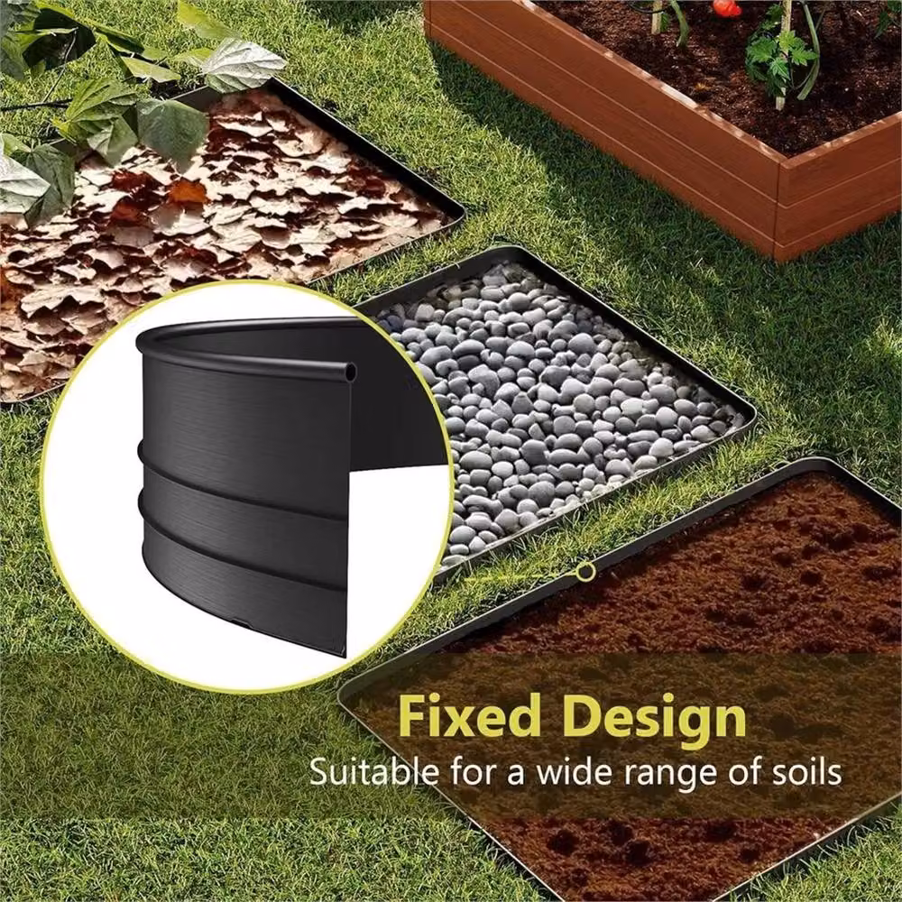 VOGREX Flexible Plastic Lawn Edging in Black, 12m x 10cm – 4
