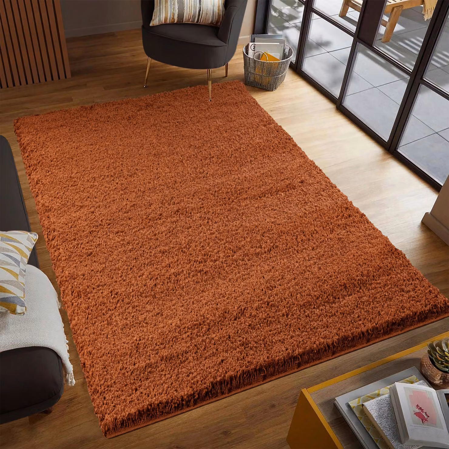 Smart Living Soft Fluffy Shaggy Area Rug in Terracotta, W/D/H: 110 x 60 x 5 cm – 2