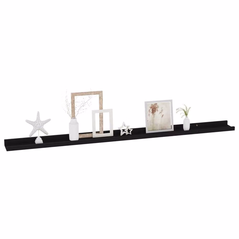 Berkfield Home Wall Mounted Shelves, 2 Pack, Black, W: 115 cm, D: 9 cm, H: 3 cm – 3