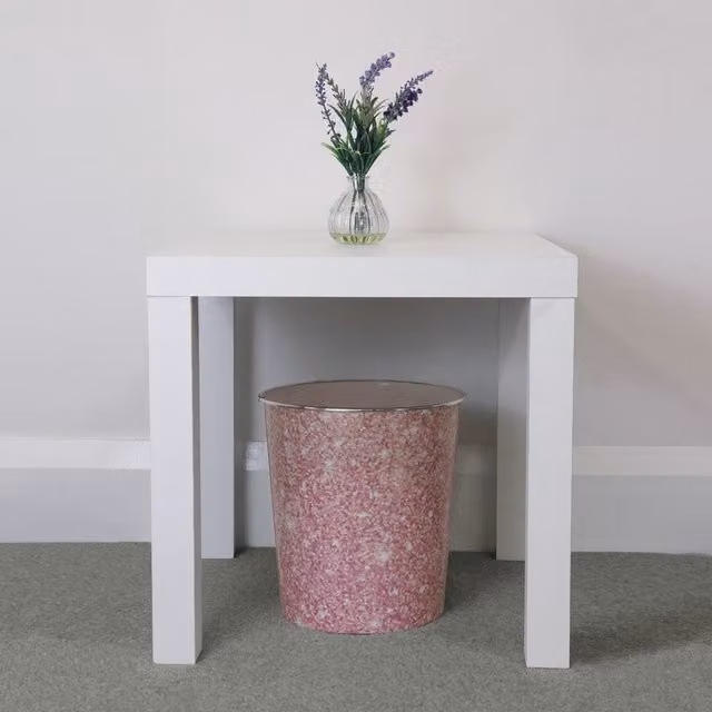 JVL Pink and White Sequin Effect Waste Paper Bin, 9L