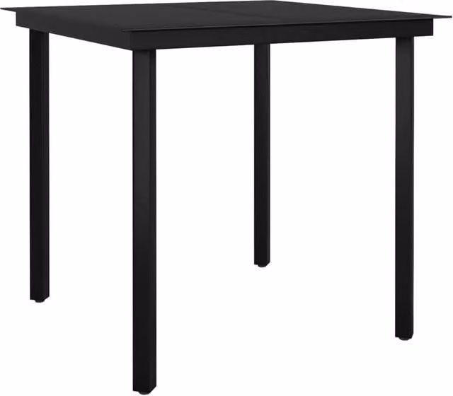 Berkfield Home Black Steel and Glass Garden Dining Table W/D/H: 80 x 80 x 74 cm