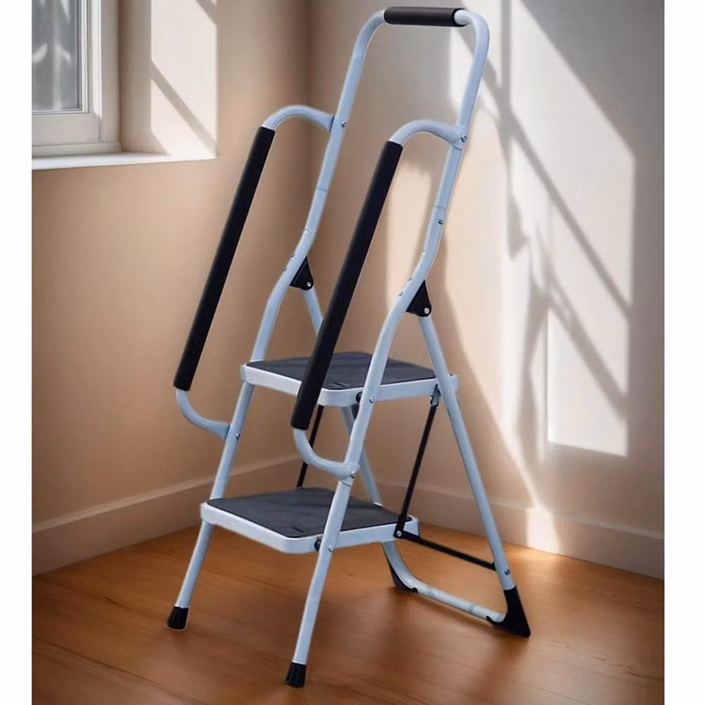 Havendro 2-Step Folding Steel Step Ladder with Non-Slip Rubber Feet in White – 3
