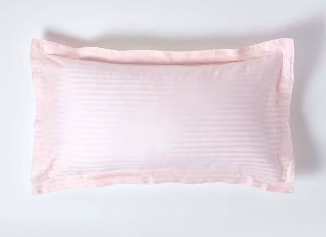 Homescapes Pink Egyptian Cotton King Size Oxford Pillowcase, 330 Thread Count Mako Satin Stripe