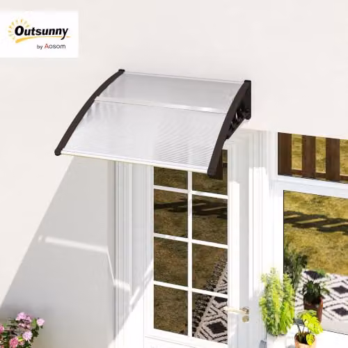 Outsunny Transparent Polycarbonate and Aluminium Outdoor Door Canopy Awning – 2