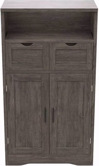 KORVIXA Modern Grey Storage Cabinet with 2 Drawers and 2 Doors