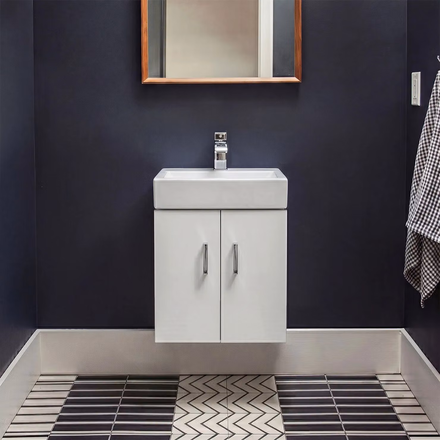 Balterley Gloss White Wall Hung 2 Door Cloakroom Vanity Basin Unit W: 45.0 cm, H: 59.5 cm – 5