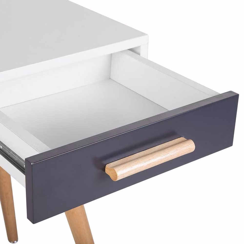 Wyld and Coco Compact White Writing Desk with Oak Legs, W: 120 cm, D: 45 cm, H: 75 cm – 3